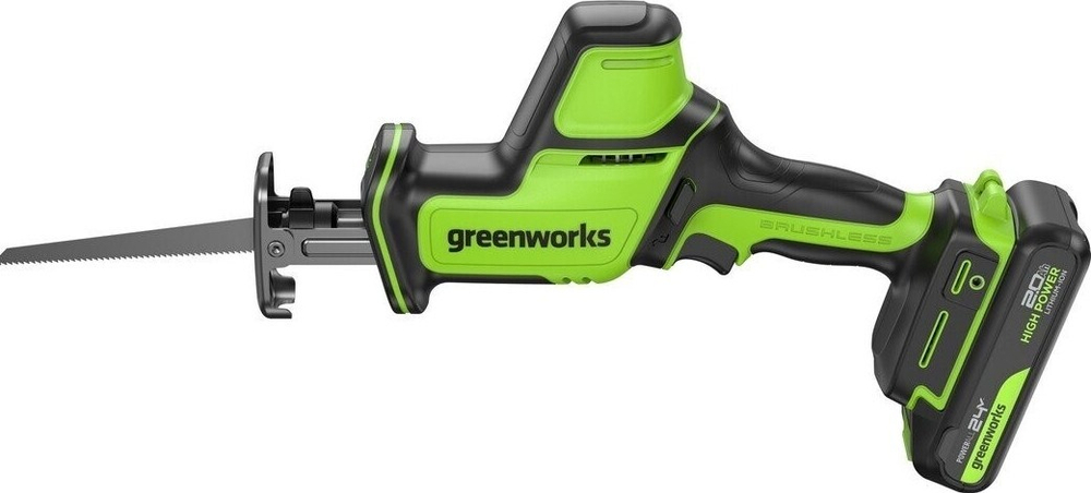Пила сабельная аккумуляторная GREENWORKS GPT-CRS-25 24V, АКБ 2Ач и ЗУ 1200507CUA