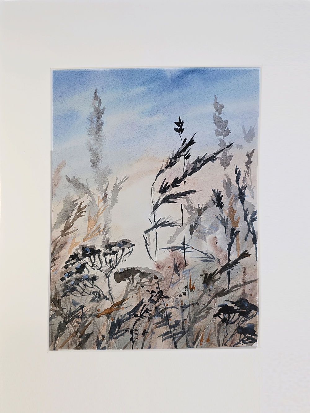 Картина авторская акварельная в паспарту 21х30 см на стену для интерьера "Аромат лета"