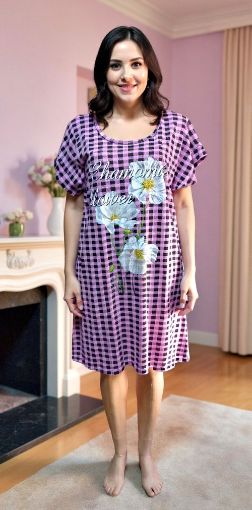 Туника домашняя цвет фиолетовый, размер 48 - 56