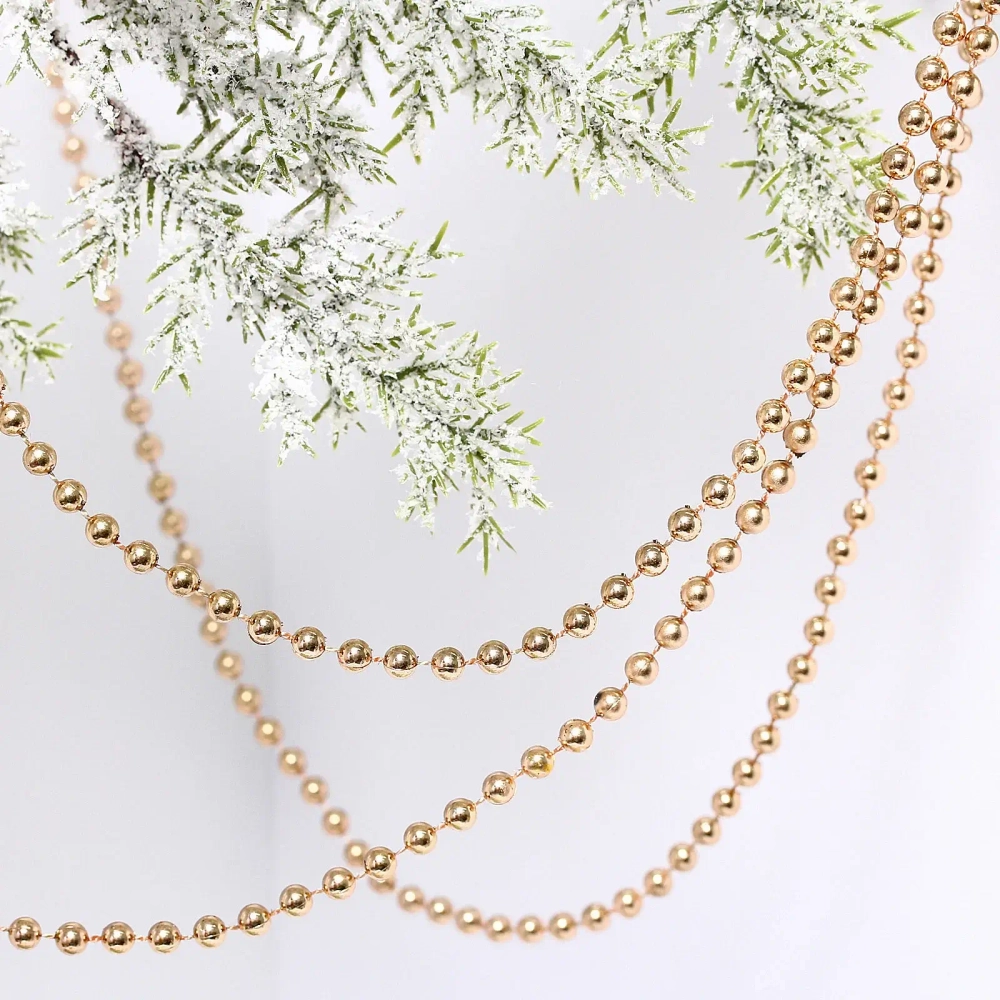 Бусы на елку 2,7м «Шарик» d-6мм, шампань (pvc коробка)