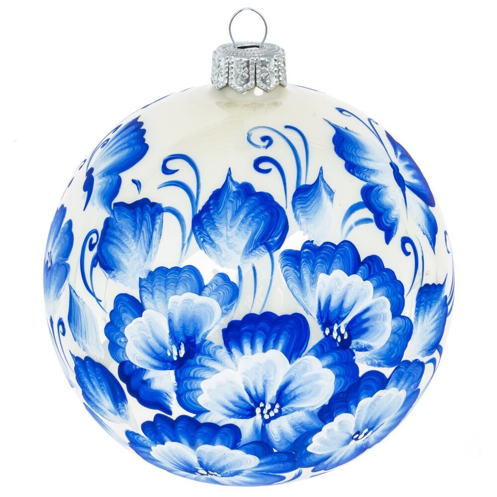 GAEM Украшение новогоднее Шар "Гжель Белая", D10см, L10 W10 H10 см, 3в.