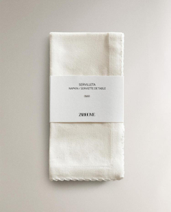 ZARA HOME САЛФЕТКИ С ФЕСТОНАМИ (НАБОР ИЗ 2 ШТ.), БЕЛЫЙ