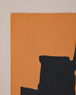 Zernu Абстрактная картина оранжево-чёрная на льняном холсте