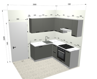 Кухня угловая "Ройс" 1,6 х 1,9 в корабль