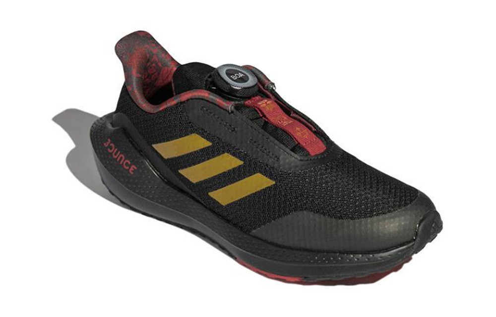 Children's adidas EQ21 Run comfortable round head wear-resistant low-cut children's running shoes black and red