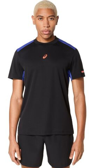 Мужская теннисная футболка Asics Padel Court Short Sleeve Top - performance black/dark cobalt