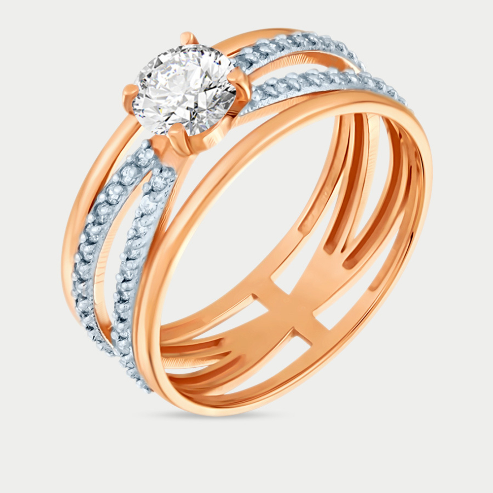 Кольцо женское из розового золота 585 пробы с фианитами (арт. РКд4005)