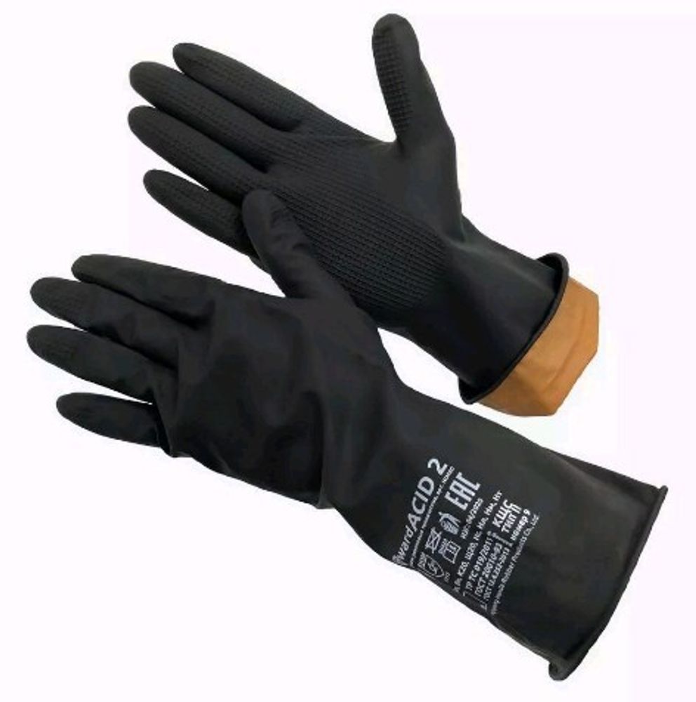 Перчатки резиновые техн. КСЩ тип II   удлин.300мм   раз. 9 (L)  GWARD ACID 2