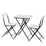 Мебель садовая комплект, Тэрно, складной стол и 2 складных стула, массив березы, с нержавеющим стальным каркасом, для улицы дачи кафе, белый, IKEA