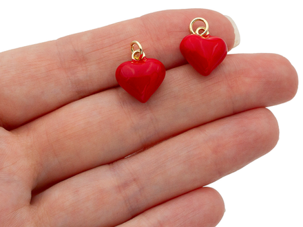 Подвеска Сердце с эмалью (объемная, двусторонняя), 14мм