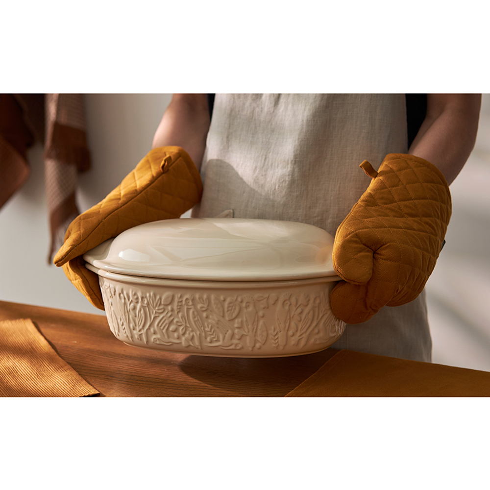 Прихватка-варежка из хлопка цвета карри из коллекции essential, 33х17,5 см