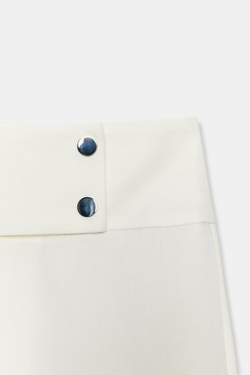 ZARA БРЮКИ ПРЯМОГО КРОЯ С НИЗКОЙ ПОСАДКОЙ, ЭКРЮ