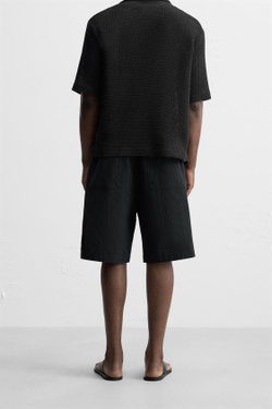 ZARA ХЛОПКОВЫЕ ШОРТЫ RELAXED FIT, ЧЕРНЫЙ