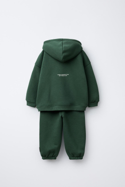 ZARA КОМПЛЕКТ ИЗ ТОЛСТОВКИ И БРЮК-ДЖОГГЕРОВ, ЗЕЛЕНЫЙ