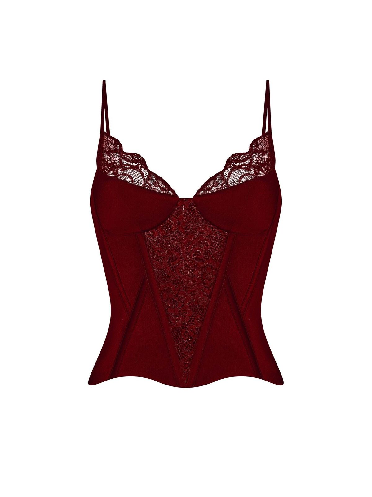 Tоп-бюстье корсетного типа из сатина и кружева