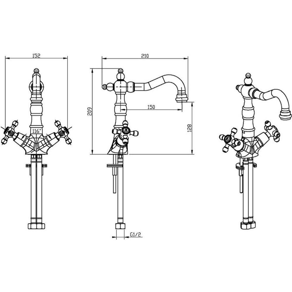 Смеситель для раковины Boheme Tradizionale Oro 292