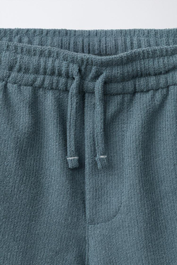 ZARA ШОРТЫ-БЕРМУДЫ В СТИЛЕ РУСТИК, ЗЕЛЕНОВАТО-СИНИЙ