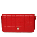 Стильный красный женский большой кошелёк из натуральной кожи 3 отделениямт для купюр отделение на молнии для мелочи 2 потайных кармана 12 кармашков для пластиковых карт Dublecity 120DC608-26B в подарочной коробке