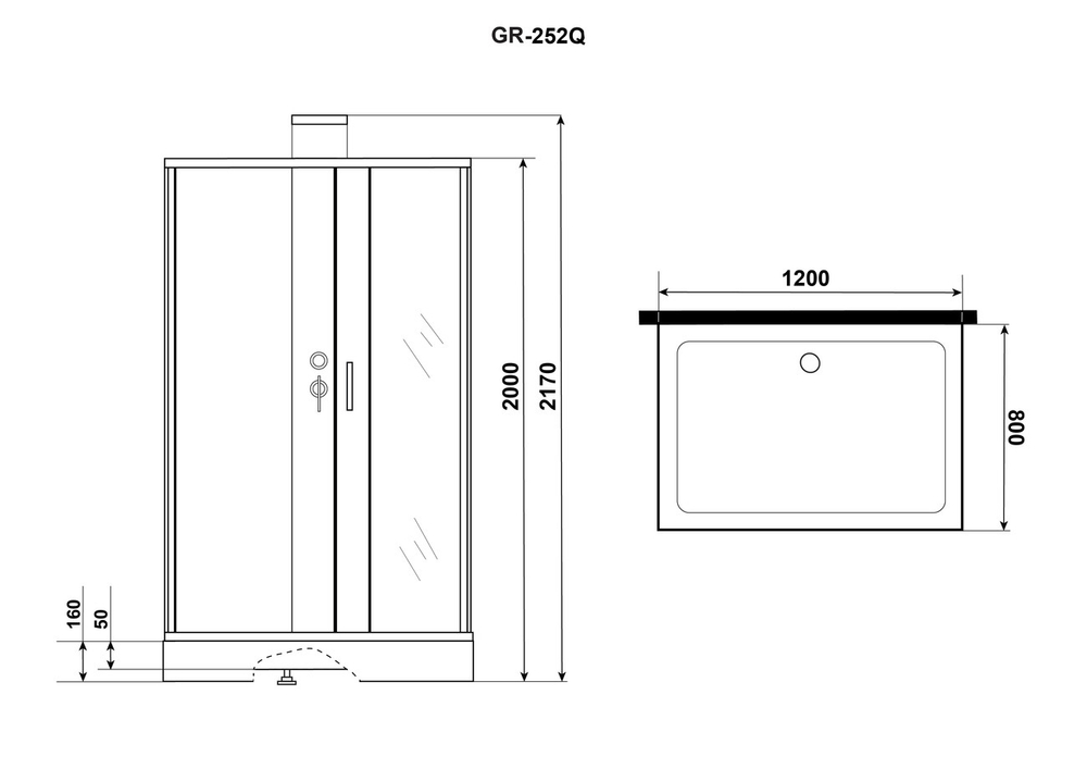 Душевая кабина Grossman (Гроссман) Elegans GR252Q (120х80х217), с низким поддоном