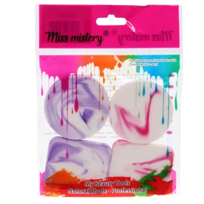 Спонжи для макияжа 4шт «ЭФФЕКТО», микс два цвета розовый и фиолетовый, 5,5*4*4см