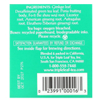 Triple Leaf Tea, зеленый чай с гинкго и без кофеина, 20 чайных пакетиков, 36 г (1,27 унции)