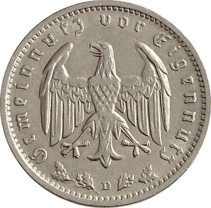 1 рейхсмарка 1934 Германия D (Третий рейх)