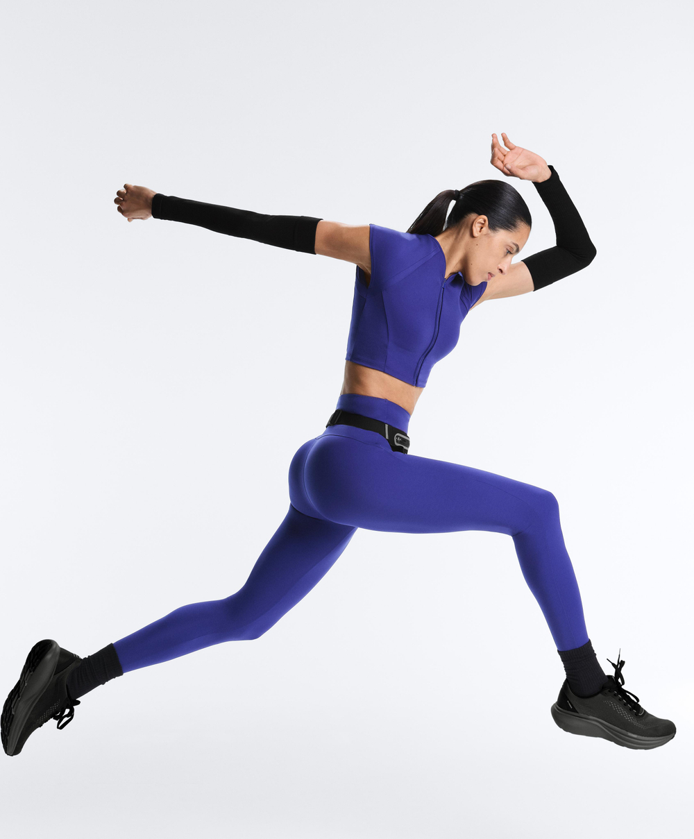 OYSHO Легинсы Compressive светоотражающие с высокой посадкой и длиной до щиколотки, кобальтовый