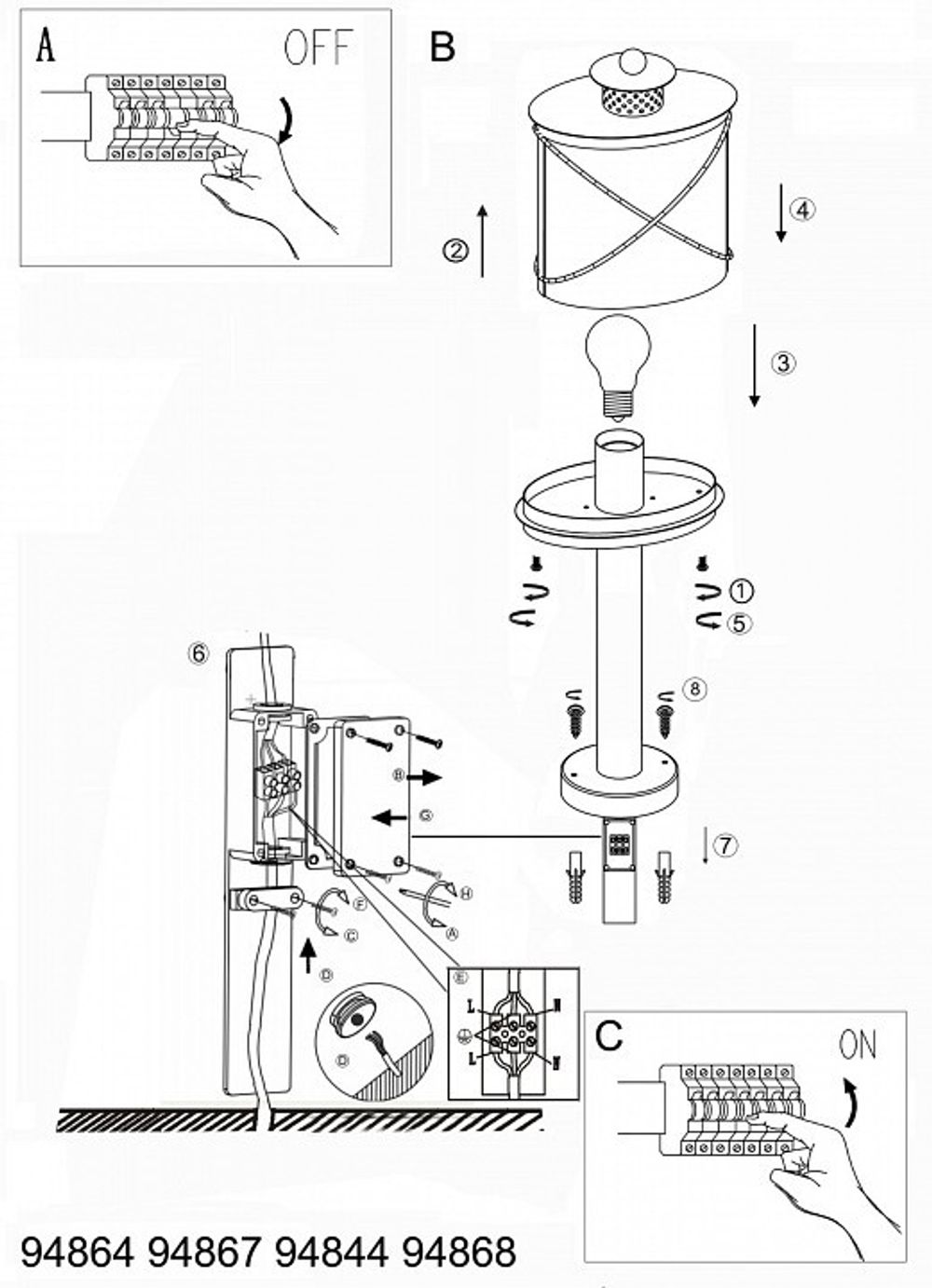 Наземный низкий светильник Eglo Hilburn 1 94867
