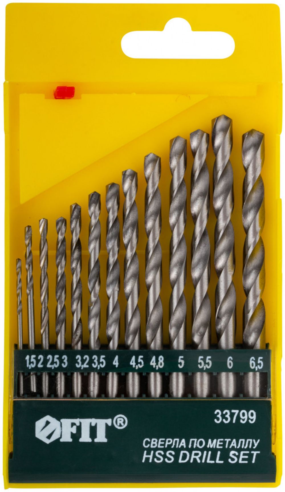 Набор сверл по металлу hss полированных, 13 шт. (1,5-2-2,5-3-3,2-3,5-4-4,5-4,8-5-5,5-6-6,5 мм), 33799