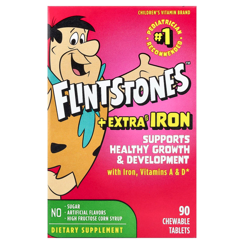 Flintstones, мультивитамины для детей, с дополнительным железом, 90 жевательных таблеток