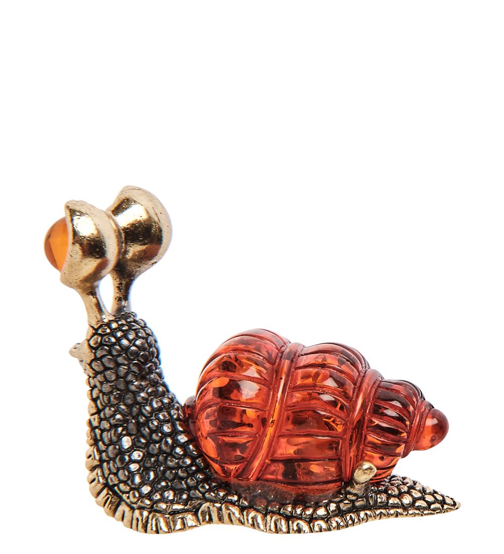 Народные промыслы AM-3188 Фигурка «Улитка с панцирем» (латунь, янтарь)