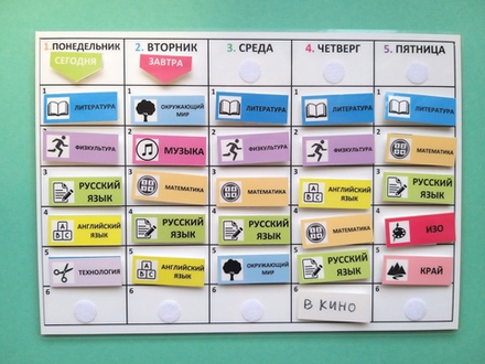 Расписание уроков со съемными карточками-уроками (начальная школа)