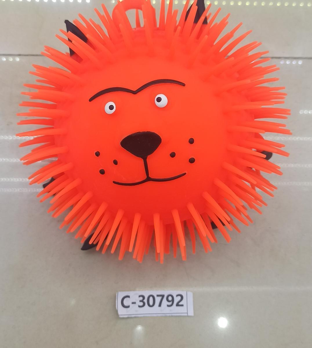 Мякиш Мяч волосатик животные со светом д-22см, 4 цвета микса, с-30792