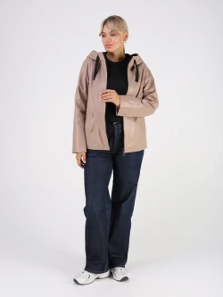 Кожаная куртка демисезонная с капюшоном