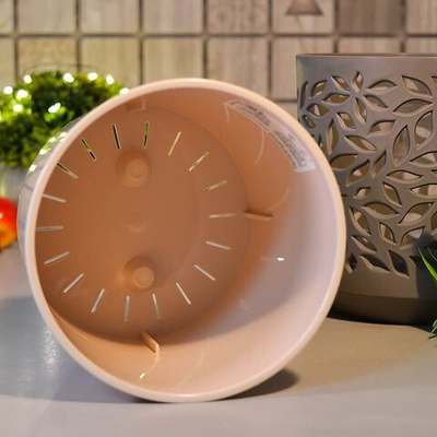 Кашпо Leaves 1,25л, мокачино/пудра