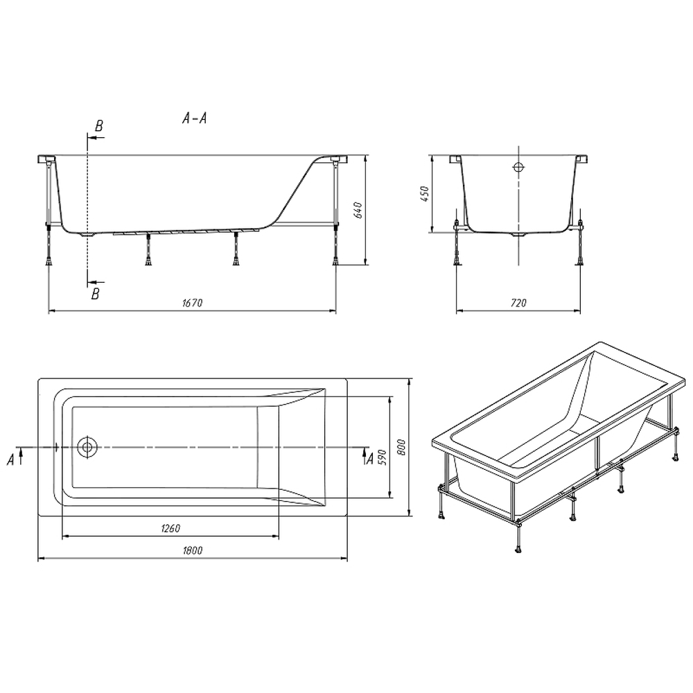 Акриловая ванна Roca Easy 180x80 248618000 без гидромассажа