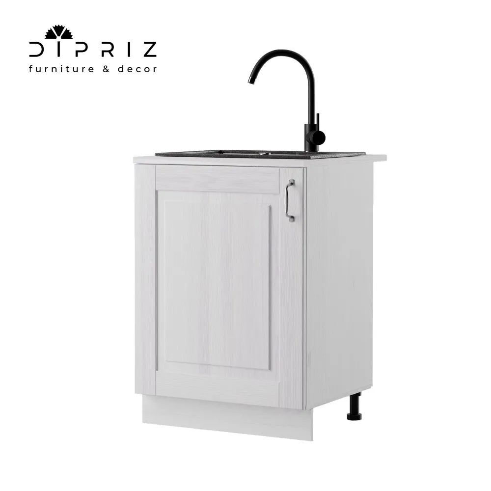 Кухня 200 см Венесуэла из массива сосны (5 модулей) со столешницей, белый воск