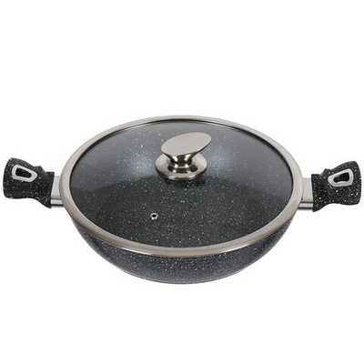 Жаровня алюминий, 28 см, антиприг, Daniks, Гранит Олимп, чер, CAS-2835-BLM-IND, индукц