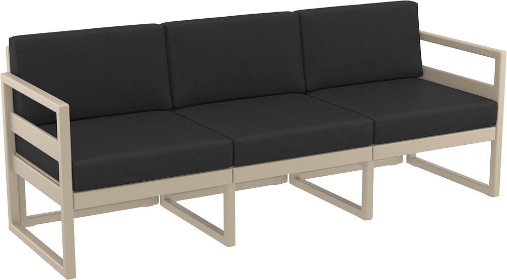 Комплект пластиковой мебели Siesta Contract Mykonos XL, бежевый, черный