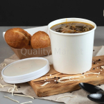 Супница, 1000 мл, 115*91*133 мм, БЕЛАЯ, с бумажной крышкой