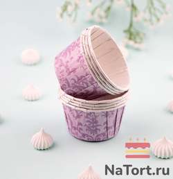 Формы бумажные с ламинацией «Маффин» 50х40 мм (Фиолетовый дамаск) 100 шт