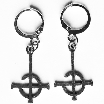 Серьги кольца "Крест беспорядка". Бижутерия, украшения.