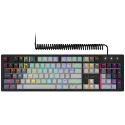 LORGAR Azar 514, Wired mechanical gaming keyboard, RGB backlight, 1680000 colour variations, 18 modes, keys number: 104, 50M clicks, linear dream switches, spring cable up to 3.4m, ABS plastic+metal, magnetic cover, 450*136*39mm, 1.17kg, white, EN+RU layout