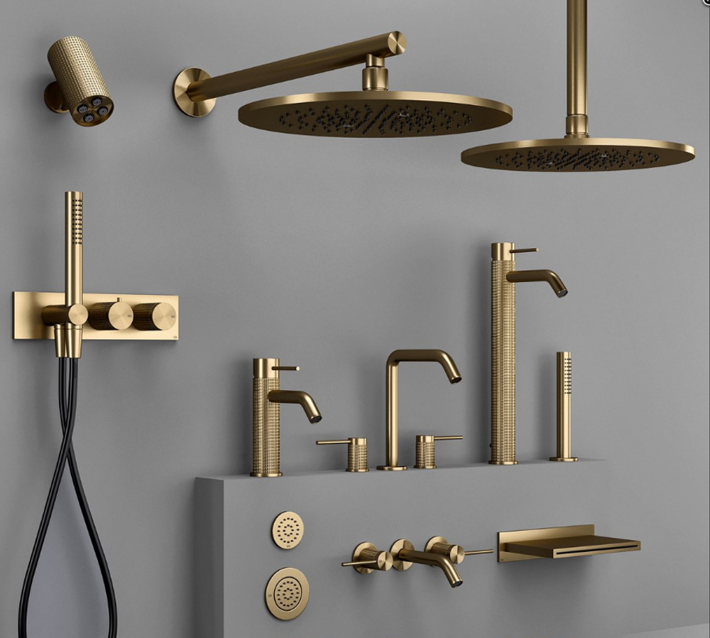 Верхний душ Gessi316, Ø355 мм, шарнирный для потолочного крепления, цвет Warm Bronze Brushed PVD