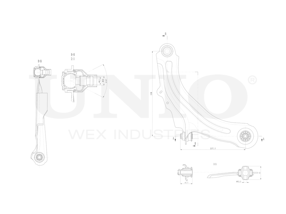 Рычаг подвески поперечный передний нижний левый UNIO SSP-40004