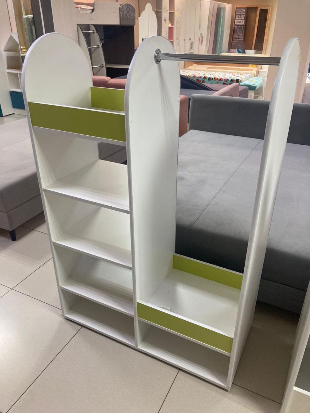 Вешалка напольная ЛДСП белый/лайм