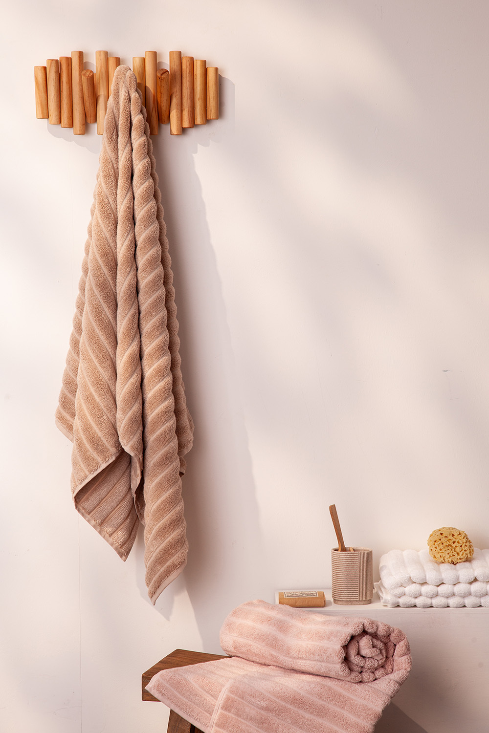 Полотенце для рук waves цвета пыльной розы из коллекции essential, 50х90 см