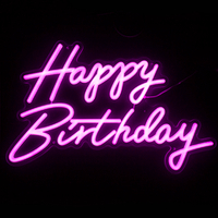 Световая надпись на подложке Happy Birthday, розовый 35*57 см ДБ
