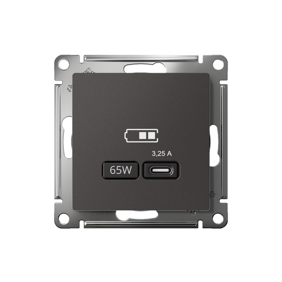 Розетка USB AtlasDesign тип C 65Вт высокоскор. ЗУ QC PD механизм базальт SE ATN001427