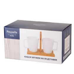 Набор из 2 кружек на подставке "Naturel" 20*11,5*15,5см v=360мл. (подарочная упаковка)